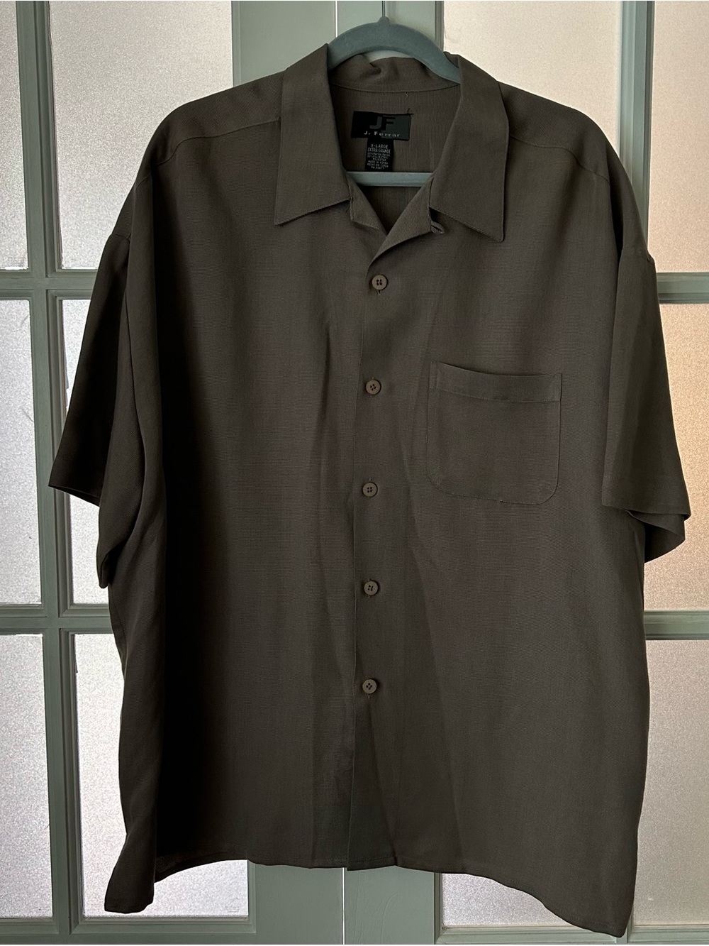 J. Ferrar  Men's Short-Sleeve Button-Down Shirt in Brown